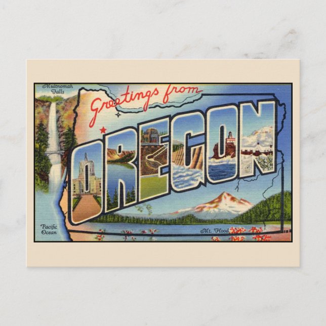 Saludos desde Oregon Tarjeta Postal de Letra Grand (Anverso)
