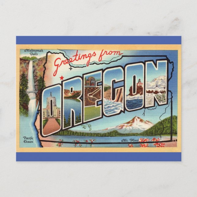 Saludos desde Oregon Tarjeta Postal de Viaje (Anverso)