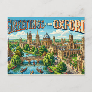Saludos desde Oxford Vintage Tarjeta Postal de Via