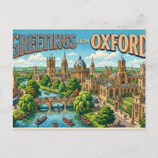 Saludos desde Oxford Vintage Tarjeta Postal de Via
