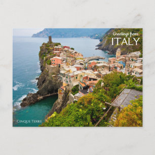 Saludos desde postal de Cinque Terre Italia