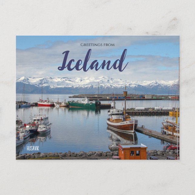 Saludos desde postal de Husavik Islandia (Anverso)