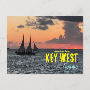 Saludos desde postal de la puesta de sol de Key We