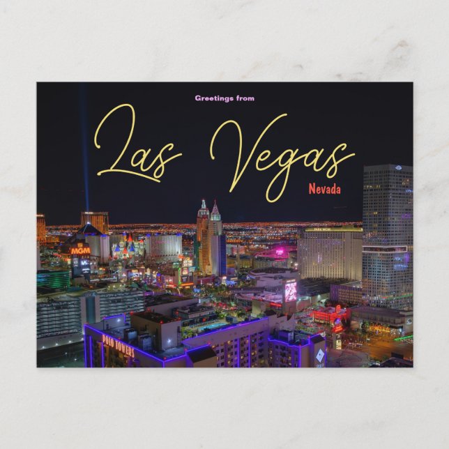 Saludos desde postal de Las Vegas Nevada (Anverso)