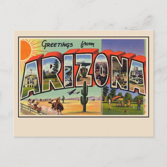 Saludos desde Postal de Letra Grande de Arizona (Anverso)