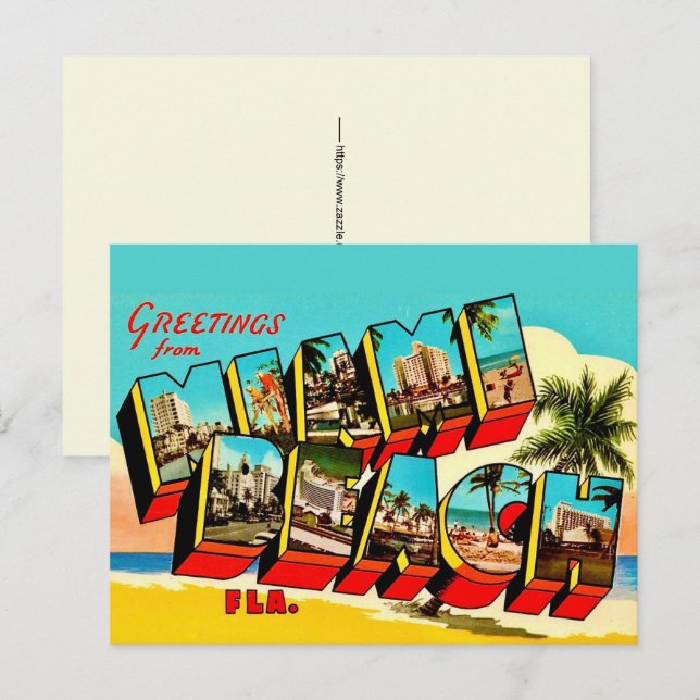 Saludos desde Postal de Miami Beach (Anverso / Reverso)