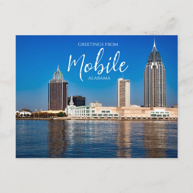 Saludos desde postal de Mobile Alabama (Anverso)