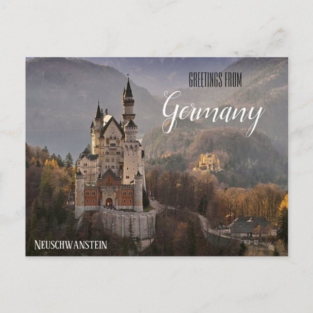Saludos desde postal de Neuschwanstein Alemania (Anverso)