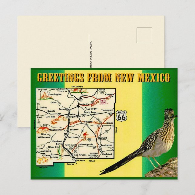 Saludos desde postal de Nuevo México (Anverso / Reverso)