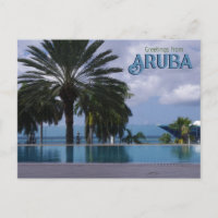 Saludos desde postal de viaje de crucero de Aruba