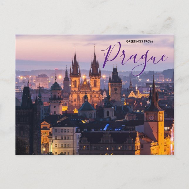 Saludos desde Postal Escénica de Praga Checa (Anverso)
