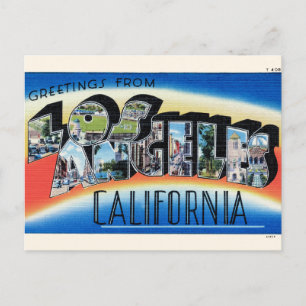Saludos desde postal grande de letra de Los Ángele