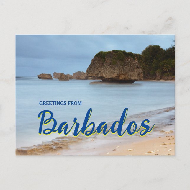 Saludos desde postal panorámica de Barbados (Anverso)