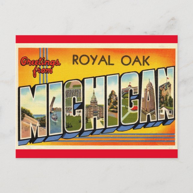 Saludos desde Royal Oak Michigan Tarjeta Postal de (Anverso)