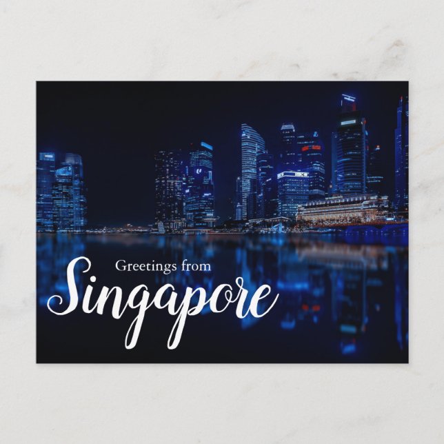Saludos desde Singapur Postal de Ciudad Escénica   (Anverso)
