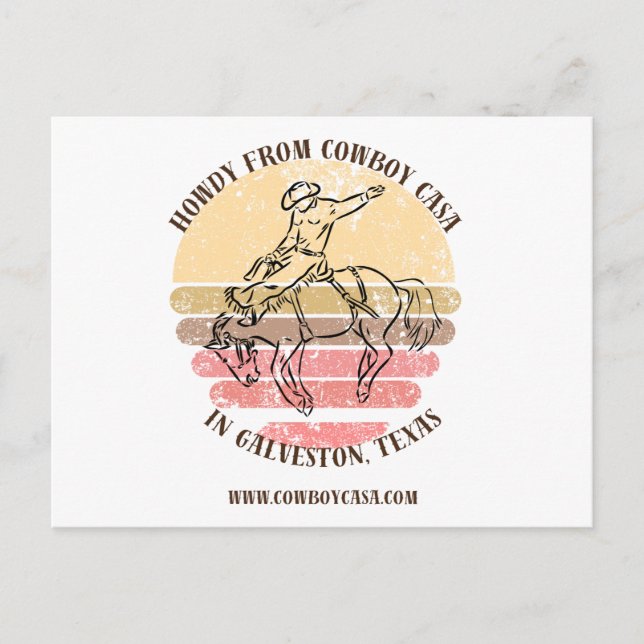 Saludos desde Tarjeta Postal Cowboy Casa (Anverso)