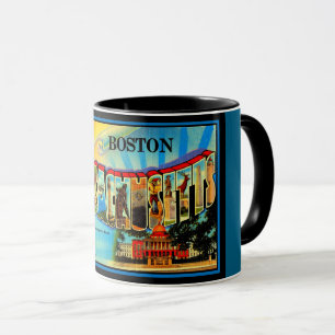 Saludos desde Taza de Tarjeta Postal Retro de Bost