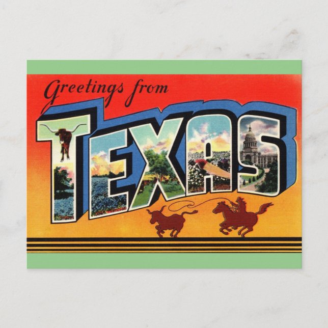 Saludos desde Texas Tarjeta postal de viaje (Anverso)