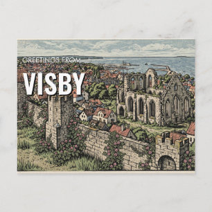 Saludos desde Visby, Suecia Tarjeta postal de viaj