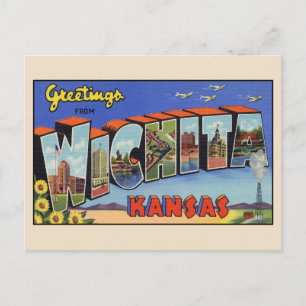Saludos desde Wichita Tarjeta postal de letra gran