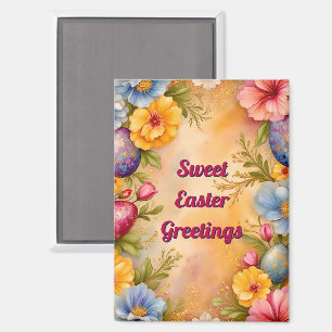 ~ SALUDOS DULCES DE PASCUA ~ Huevos Flores ~ Imán