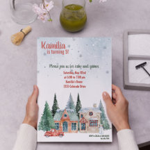 Saludos estacionales Bloom Invitación de cumpleaño