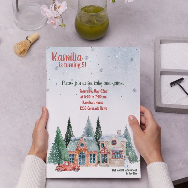 Saludos estacionales Bloom Invitación de cumpleaño (January Bloom Birthday Invitation Card)