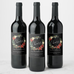 Saludos Etiqueta Wreath Wine de Árbol de Navidad