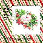 Saludos Feliz Pegatina de Navidad<br><div class="desc">Nuestro Pegatina de Feliz Navidad es un bello texto de "Feliz Navidad" con detalles intrincados y un toque festivo. Agrega elegancia a tus tarjetas de Navidad,  envoltura de regalo y sobres. Fácil de aplicar,  hace una declaración y eleva la decoración de tus vacaciones.</div>