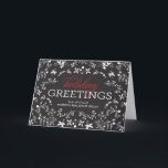Saludos florales Tarjeta de saludo de vacaciones d<br><div class="desc">Difunde alegría esta temporada navideña con estas modas y elegantes tarjetas de vacaciones de los diseños de pulpa Naranja. El color de fondo se puede personalizar en línea o visitar orangepulpdesign.com para obtener más colores disponibles. Colores personalizados y elementos coincidentes disponibles bajo petición. Póngase en contacto con nosotros para obtener...</div>