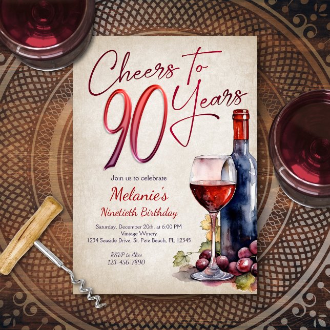 Saludos Invitación de cumpleaños 90 a Wine (Subido por el creador)
