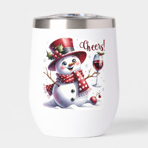 Saludos lindo snowman bebiendo vino personalizado