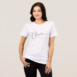 Saludos Minimal Black Script Custom Wedding<br><div class="desc">Saludos Minimalistas Camisas de Boda Personalizada con Guión Blanco Negro</div>