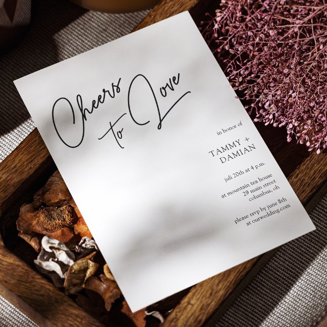 Saludos modernos para amar la invitación a la boda (Modern Cheers to Love Script Wedding Invitation)