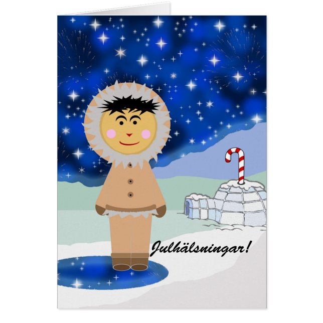 Saludos navideños de Julhälsningar en sueco (Frente)