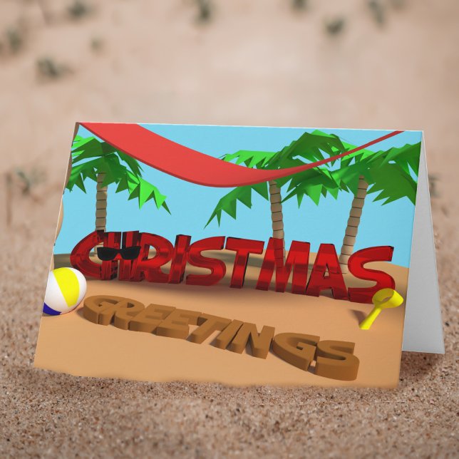 Saludos navideños desde la tarjeta navideña (Christmas Greetings  from the Beach. Perfect card to send during Christmas in July or December)