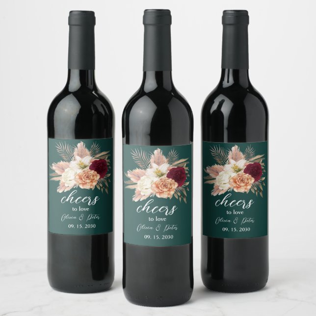 Saludos para amar la etiqueta de Boda esmeralda (Botellas)