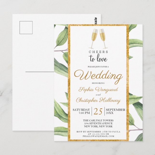Saludos para amar la invitación a la boda botánica (Anverso / Reverso)