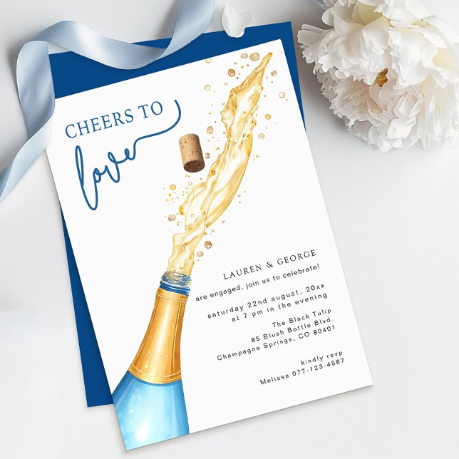 Saludos para amar la invitación a la fiesta de com (Cheers to Love, Engagement Party Invite)