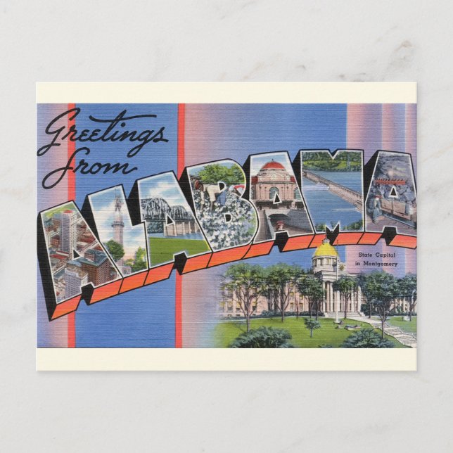 Saludos por carta grande desde la postal de Alabam (Anverso)