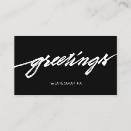 ¡Saludos! Tarjeta de visita negra y blanca