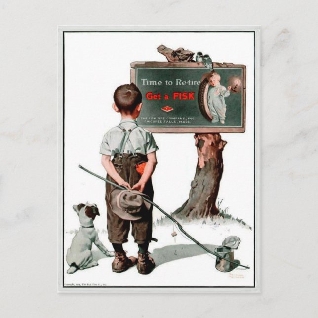 Saludos vintage con tarjeta de anuncios de neumáti (Anverso)