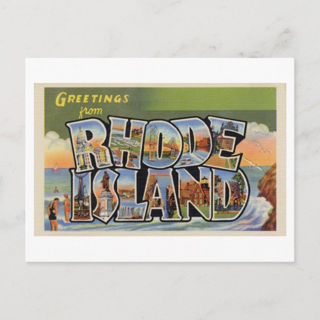 Saludos vintage desde la postal de Rhode Island (Anverso)