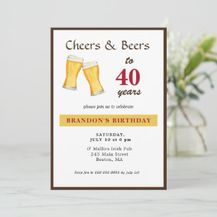 Saludos Y Cervezas 40 Invitación a Cumpleaños