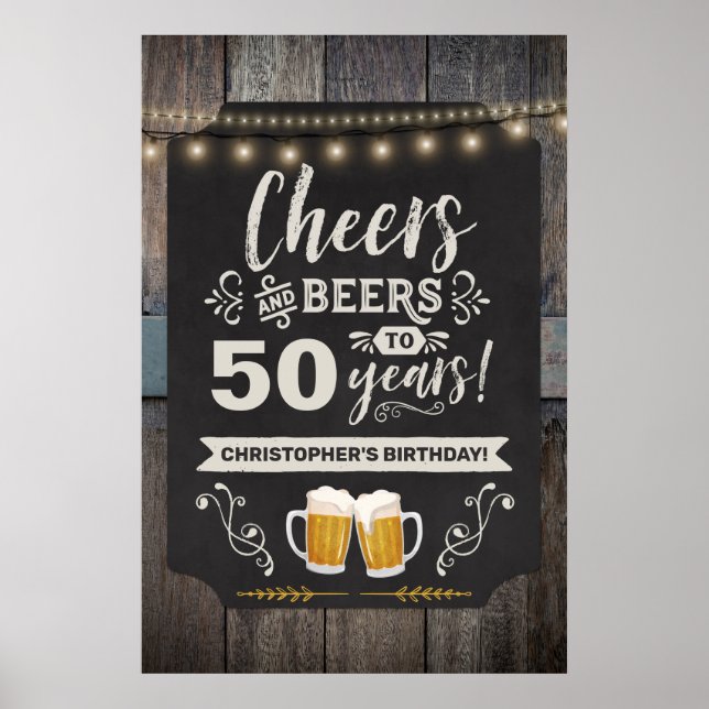 Saludos y cervezas 50.ª señal de bienvenida 20x30 (Frente)