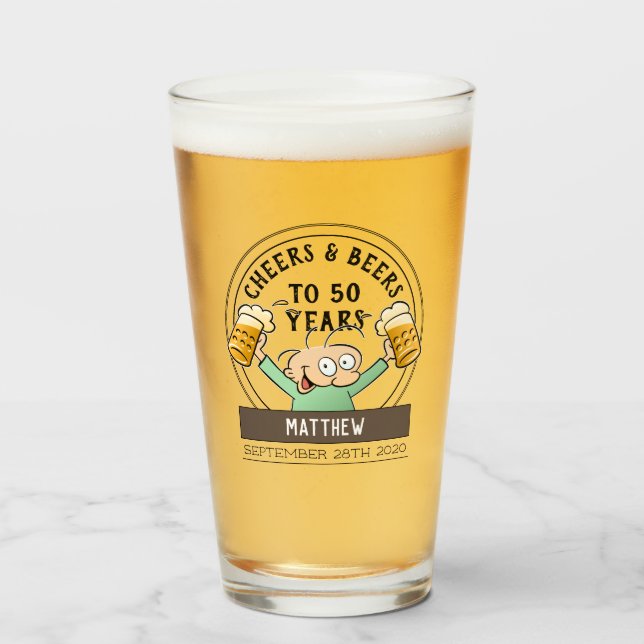 Saludos Y Cervezas 50 Personalizado De Cumpleaños (Anverso (lleno))