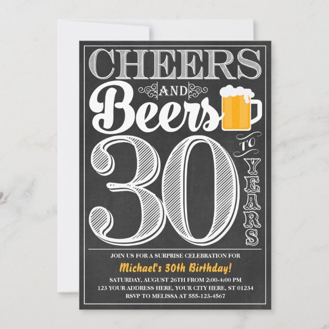Saludos y cervezas a 30 años Invitación de cumplea (Anverso)