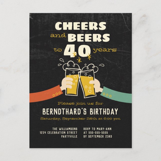 Saludos Y Cervezas A Invitación Retro De 30 Años (Anverso)