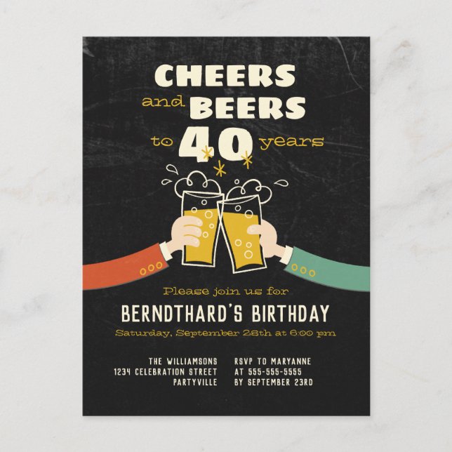 Saludos Y Cervezas A Invitación Retro De 40 Años (Anverso)