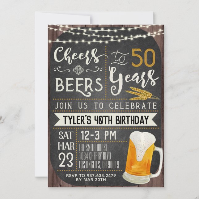 Saludos y cervezas Invitación a los 50 años (Anverso)